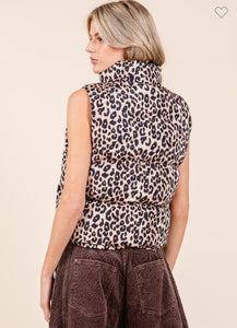 Leopard Puffer Vest