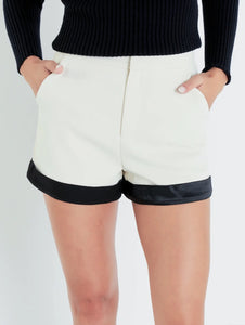 Ivory Contrast Satin Shorts