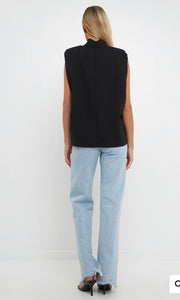 Mock Neck Shoulder Top