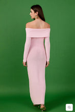 Load image into Gallery viewer, Pink Off Shoulder Long Sleeve Midi Dress