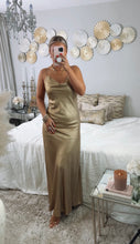 Load image into Gallery viewer, Metallic Cowl Neck Slip Dress