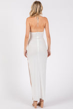 Load image into Gallery viewer, White Bead Cowl Maxi Dress
