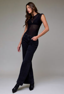 Charcoal Washed Mid Rise Flare Jeans