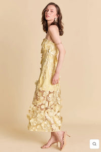 Strapless Floral Embroidered Maxi Dress