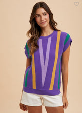 Load image into Gallery viewer, Mardi Gras Chevron Striped Sweater Top