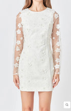 Load image into Gallery viewer, Cream Beaded Overlay Floral Mini Dress