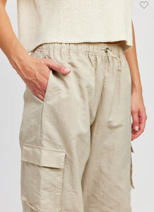 Taupe Nylon Side Pocket Pants