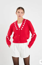 Load image into Gallery viewer, Heart Contrast Knit Cardigan