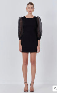 Organza Blouson Mini Dress