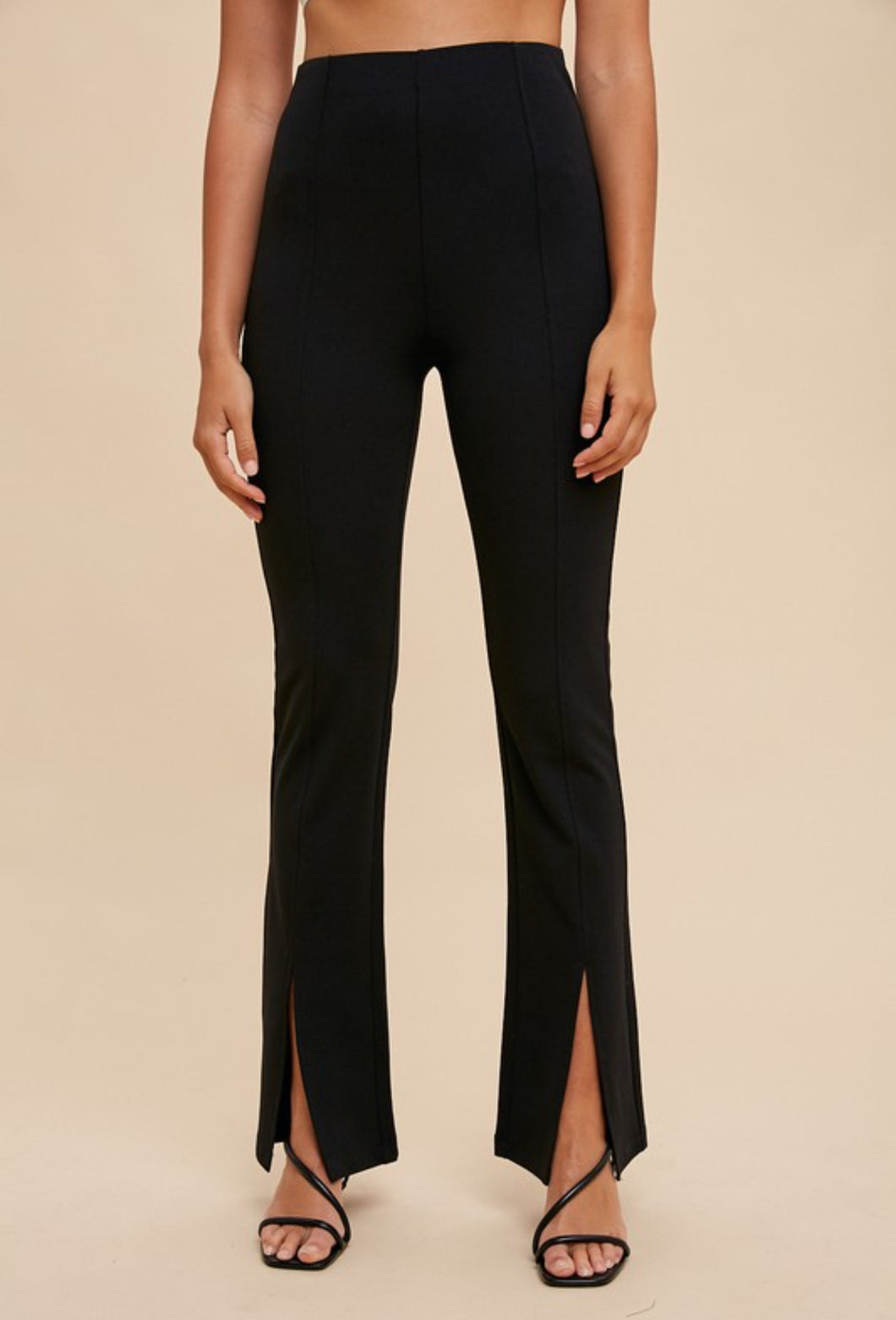 Slit Hem Stretch Pants