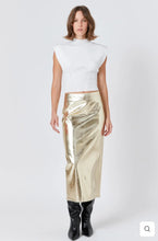 Load image into Gallery viewer, Gold Foil Leather Maxi Skirt