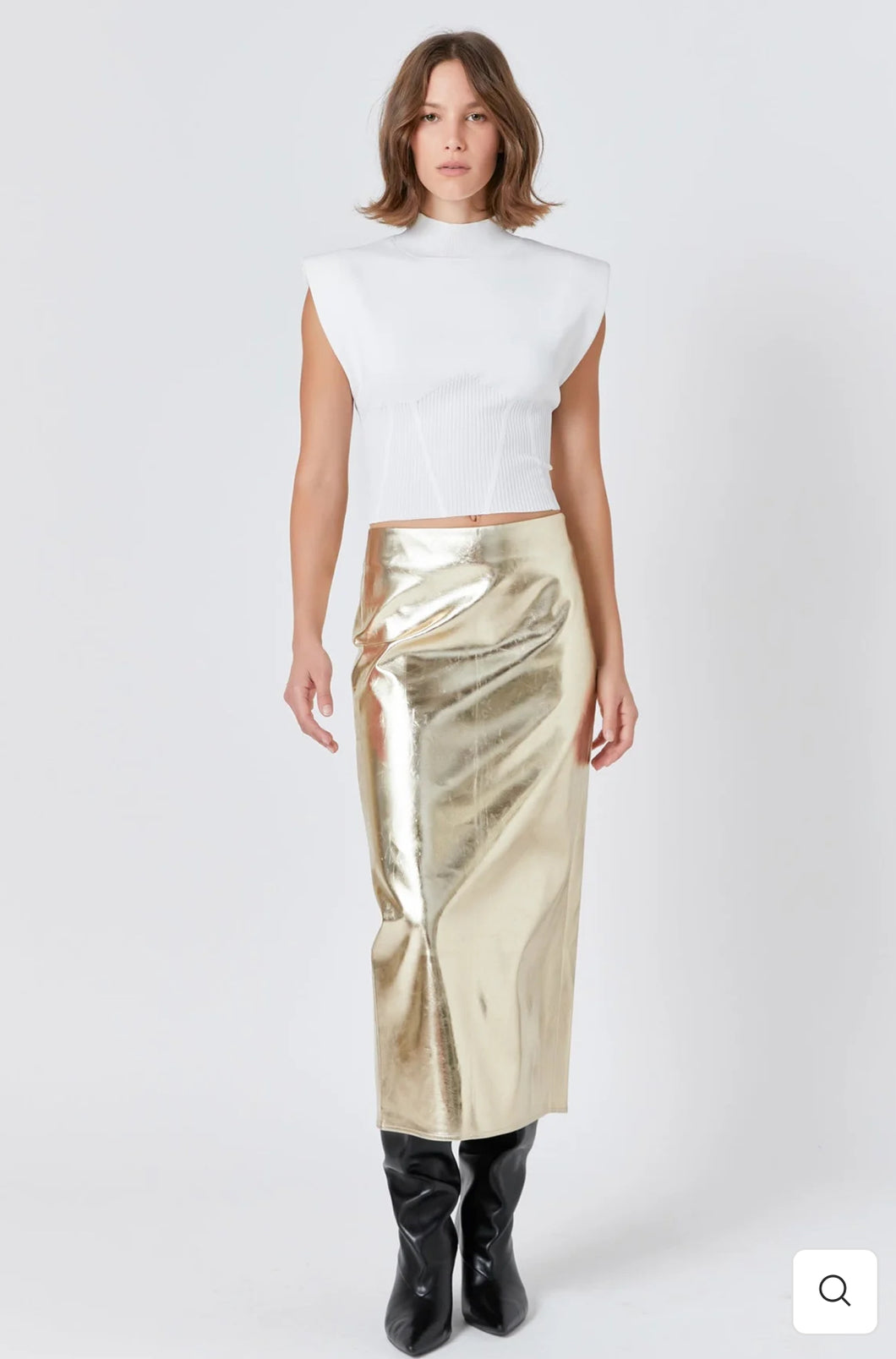 Gold Foil Leather Maxi Skirt