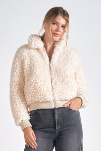 Vanilla Sherpa Bomber Jacket