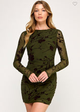 Load image into Gallery viewer, Burnout Mesh Long Sleeve Mini Dress
