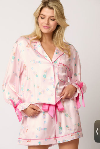 Satin Nutcracker Tied Pajamas