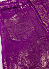 Load image into Gallery viewer, Purple &amp; Gold Finish Wide Leg Jeans