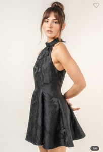 Black Halter A Line Dress