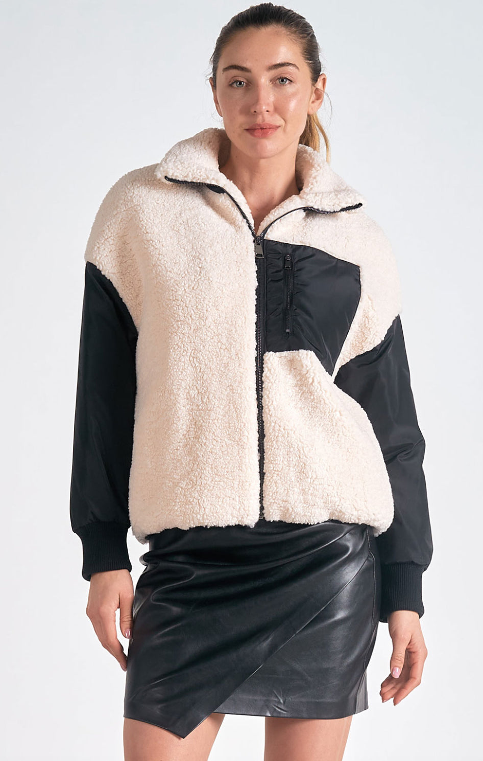 Black & Ivory Zip Jacket