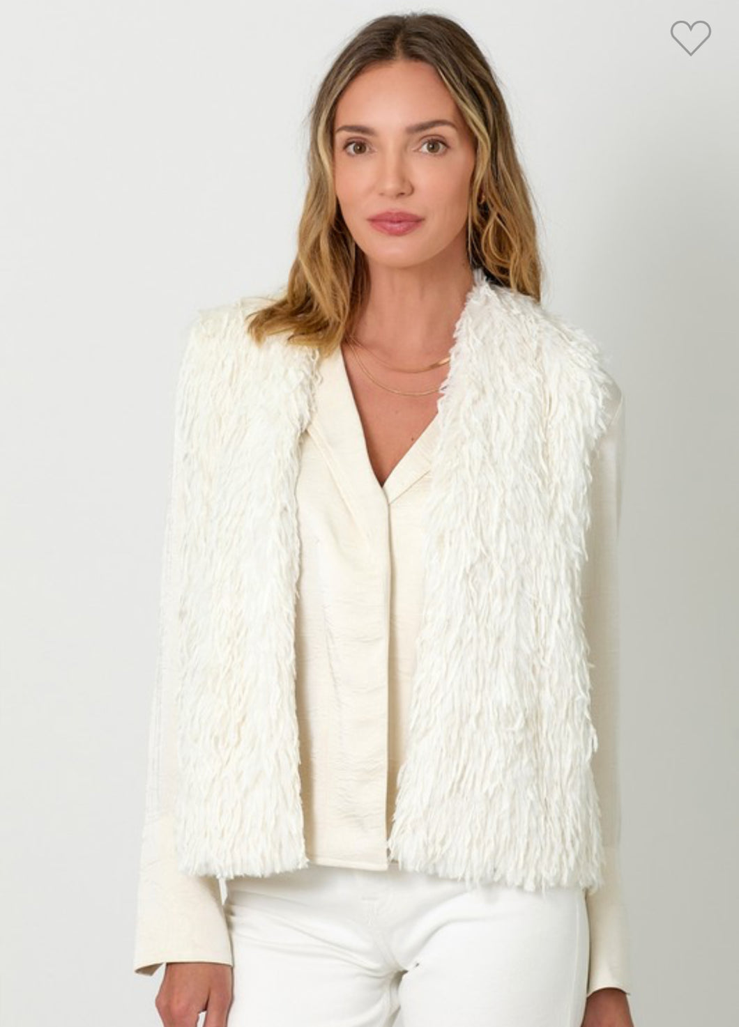 White Eyelash Fur Vest