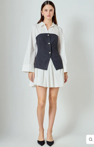 Tweed Poplin Mini Dress