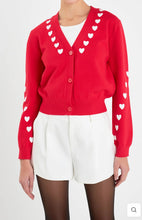 Load image into Gallery viewer, Heart Contrast Knit Cardigan