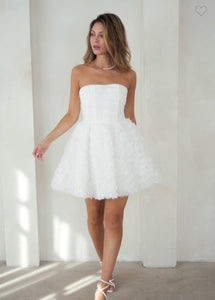 Off White Organza Rossette Dress