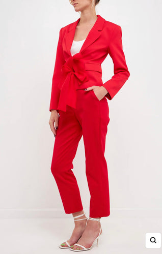 Red Bow Contrast Blazer