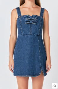 Denim Bow Mini Dress