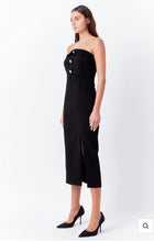 Load image into Gallery viewer, Black Strapless Midi Dress