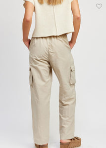 Taupe Nylon Side Pocket Pants