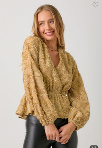 Surplice Neck Peplum Blouse