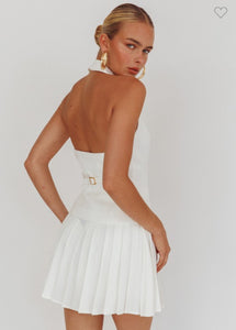 Whitney White Pleated Skirt