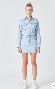 Denim Long Sleeve Mini Dress