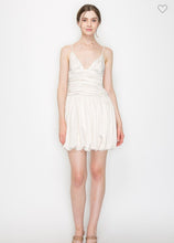 Load image into Gallery viewer, Eggshell Ruched Bubble Hem Dress