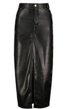 Load image into Gallery viewer, Black Vegan Leather Midi Skirt