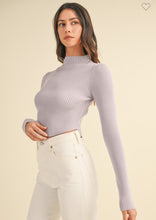 Load image into Gallery viewer, Lavender Ribbed Mock Sweater Top