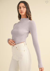 Lavender Ribbed Mock Sweater Top