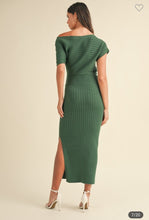 Load image into Gallery viewer, One Off Shoulder Ribbed Knit Midi Dress