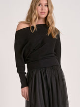 Load image into Gallery viewer, Terry Black Off Shoulder Sweatsr