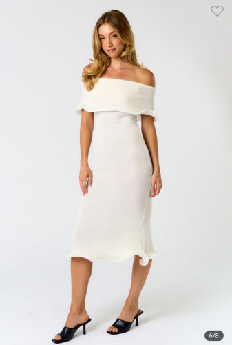 Ivory Wavy Hem Dress