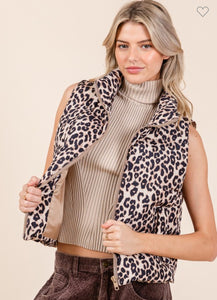 Leopard Puffer Vest