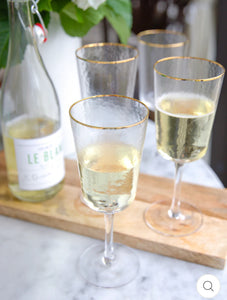 Hammered Clear Wine Glass