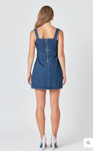 Denim Bow Mini Dress