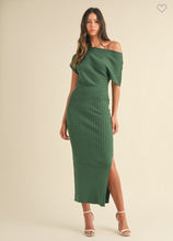 Load image into Gallery viewer, One Off Shoulder Ribbed Knit Midi Dress