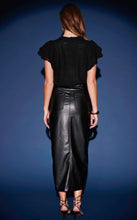 Load image into Gallery viewer, Black Vegan Leather Midi Skirt