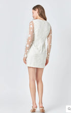 Load image into Gallery viewer, Cream Beaded Overlay Floral Mini Dress