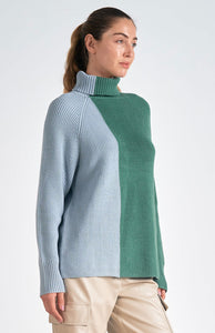 Green & Blue Colorblock Sweater