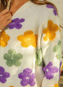 Mardi Gras Flower Sweater