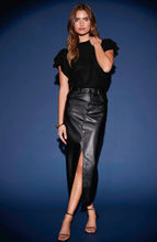 Load image into Gallery viewer, Black Vegan Leather Midi Skirt