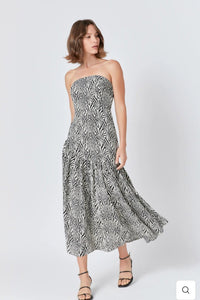 Strapless Asymmetrical Maxi Dress